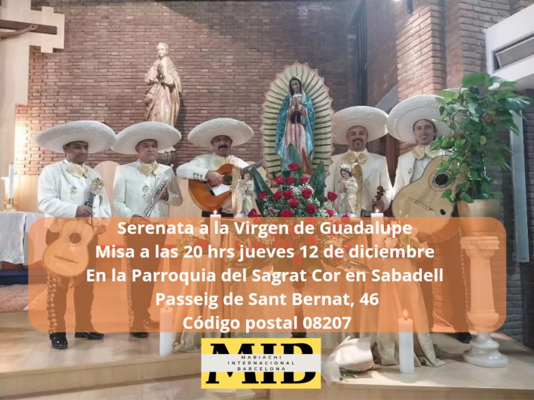 Mariachi Internacional Barcelona llevará serenata a al Virgen en Reus Tarragona y Sabadell el 12 de diciembre 2024